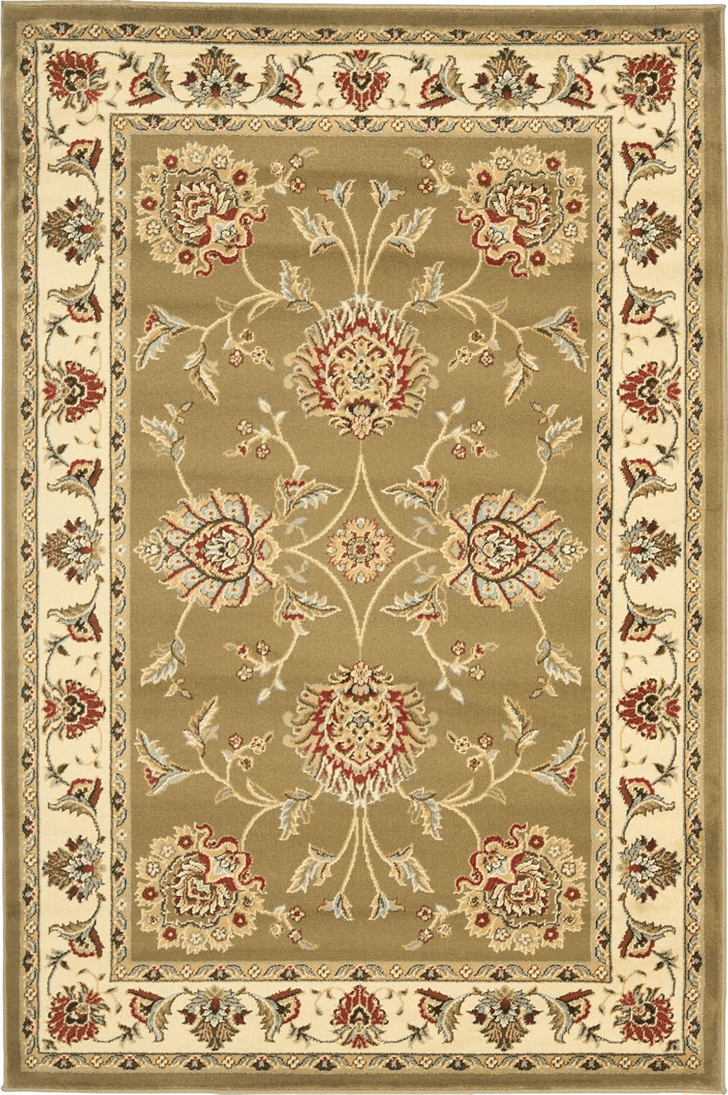 Oriental SAFAVIEH Lyndhurst Collection Accent Rug - 4' x 6', Green & Ivory, Traditional Oriental Design, Non-Shedding & Easy Care, Ideal for High Traffic Areas in Entryway, Living Room, Bedroom (LNH555-5212)