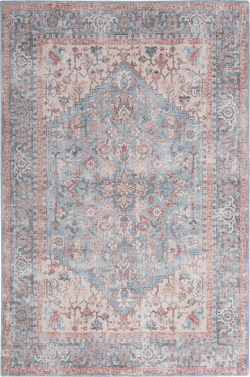 Nicole Curtis Machine Washable Series 1 Bohemian Blue/Multi 4' x 6' Area -Rug, Easy -Cleaning, Non Shedding, Bed Room, Living Room, Dining Room, Kitchen (4x6)