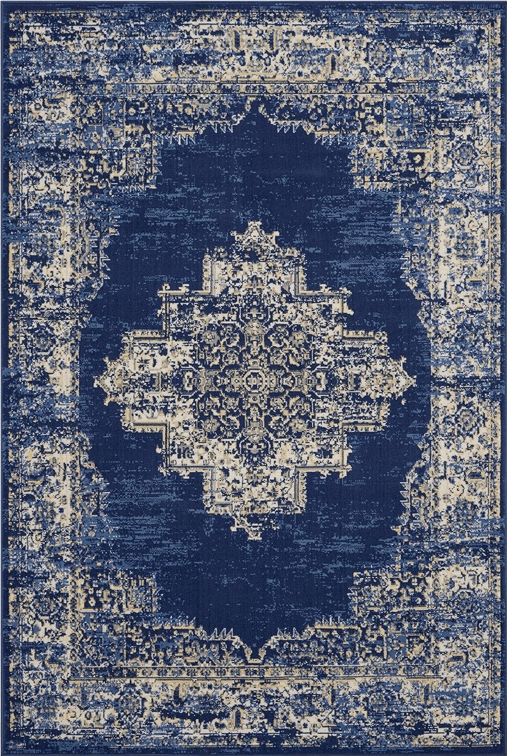 Nourison Grafix Persian Navy Blue 6' x 9' Area -Rug, Easy -Cleaning, Non Shedding, Bed Room, Living Room, Dining Room, Kitchen (6x9)