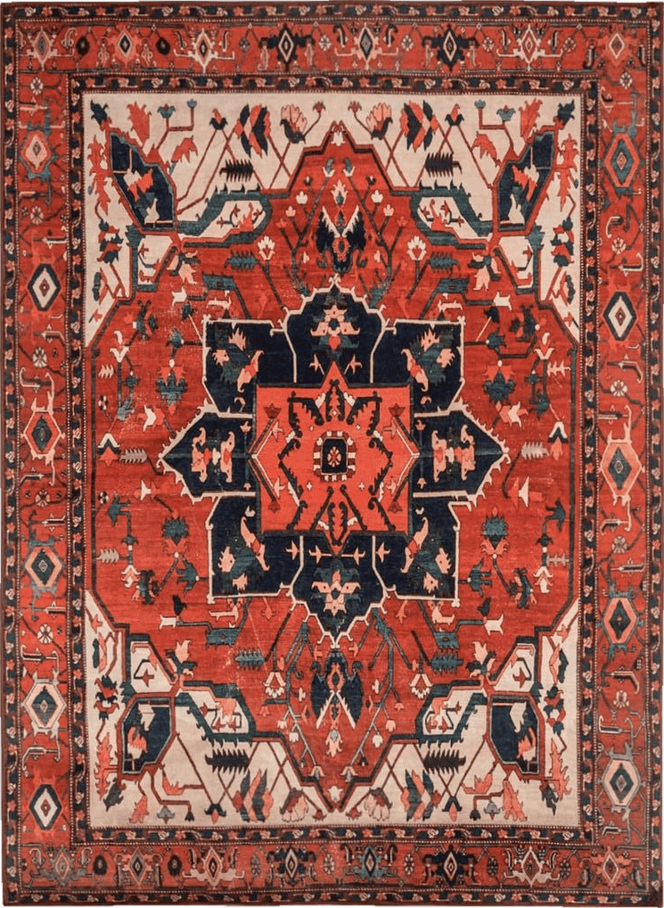 VK VK·LIVING Machine Washable Rug 6' x 9' Vintage Design Machine Washable Area Rugs with Non-Slip Backing for Living Room, Bedroom, Home Decor Area Rug, Red