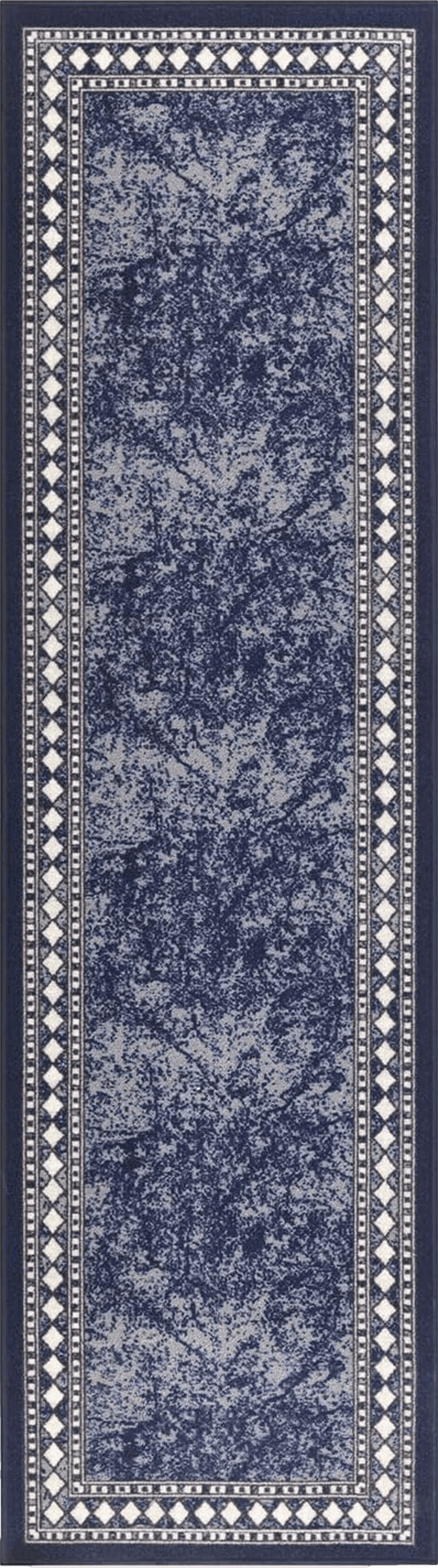 Runner All Runners Antep Rugs Alfombras Modern Bordered 2x7 Non-Skid (Non-Slip) Low Profile Pile Rubber Backing Indoor Area Runner Rugs (Navy Blue, 2' x 7')