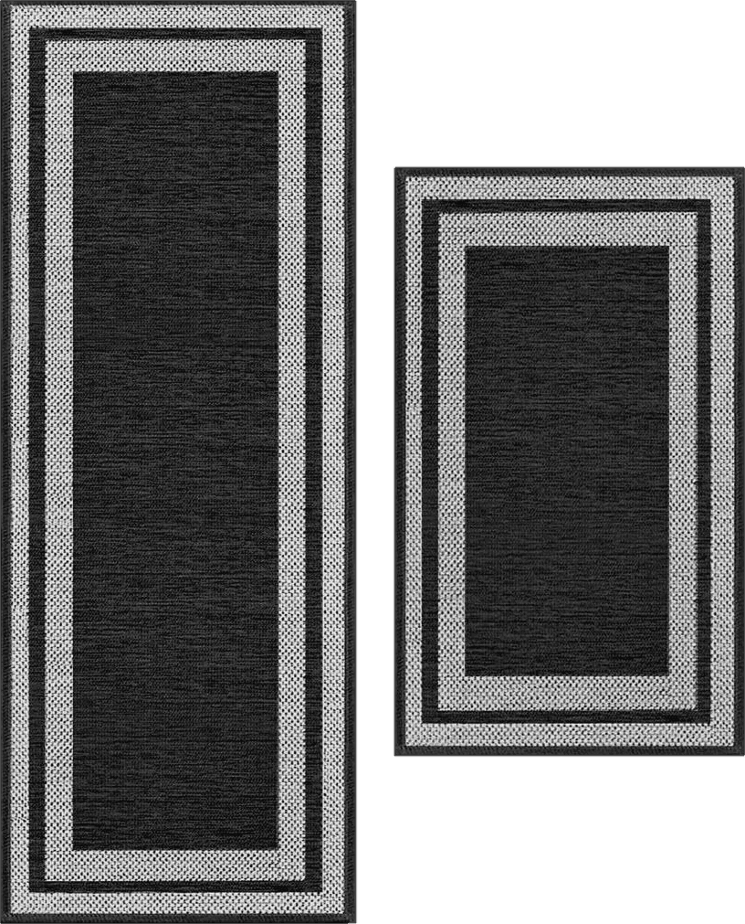 Artoid Mode Non-Slip Washable Absorbent Kitchen Rugs Set of 2, Halloween Kitchen Mats for Floor Kitchen Runner Hallway Laundry Room Front of Sink Black - 17x29 and 17x47 Inch