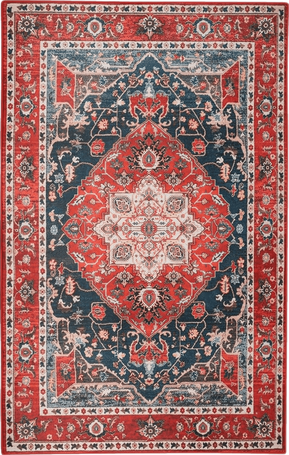 Bedroom Red Comeet Area Rug- 2x3 Entry Rug Machine Washable Non Slip Backing Indoor Door Mat, Printed Vintage Throw Rug for Kitchen Entryway Laundry Bathroom Red/Blue