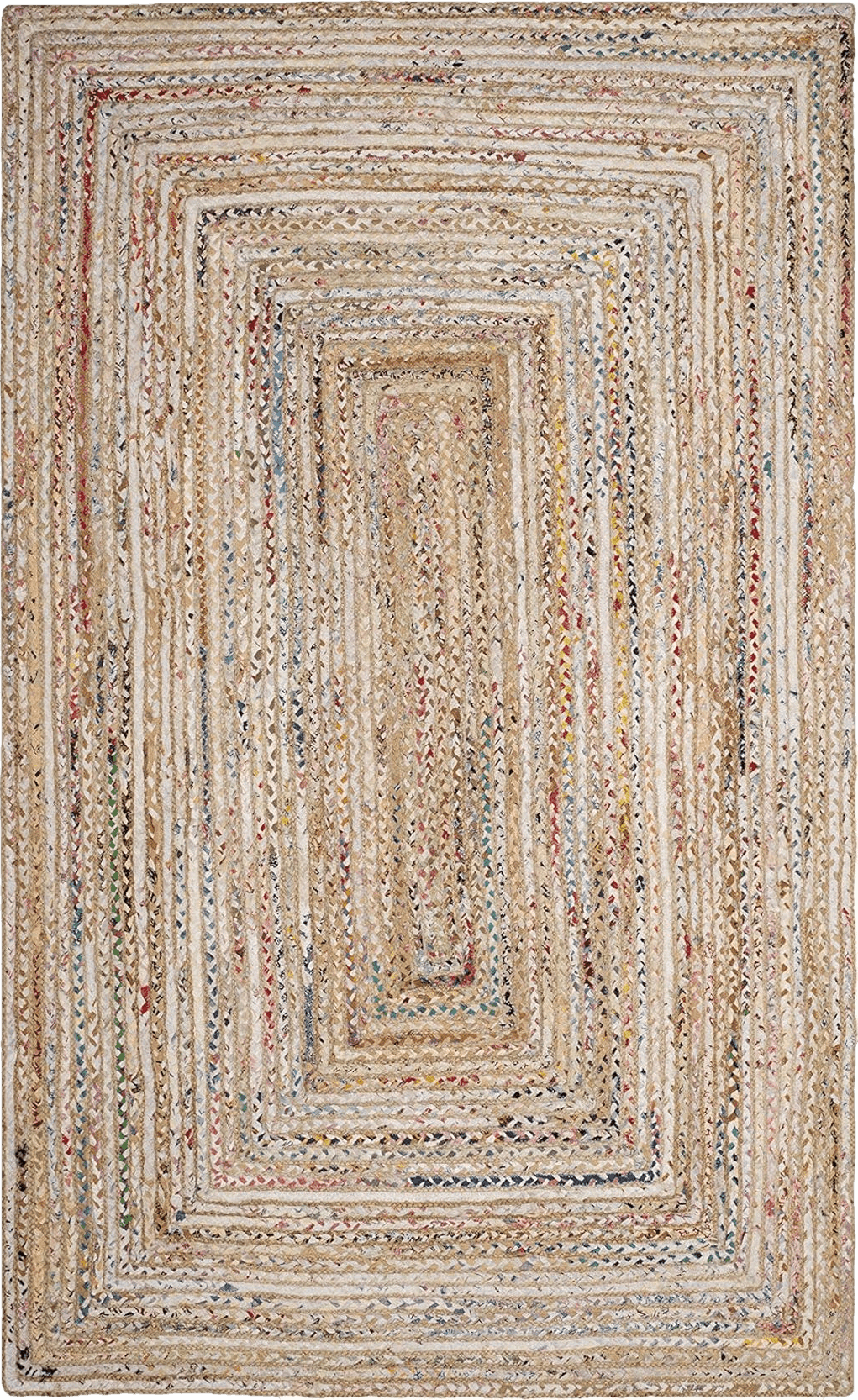 SAFAVIEH Cape Cod Collection Area Rug - 5' x 8', Beige & Multi, Handmade Boho Braided Jute & Cotton, Ideal for High Traffic Areas in Living Room, Bedroom (CAP202B)