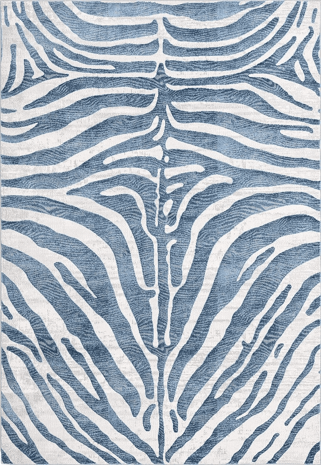 Black White Abani Nova NOV170A Blue Grey Zebra Print Area Rug 6' x 9'
