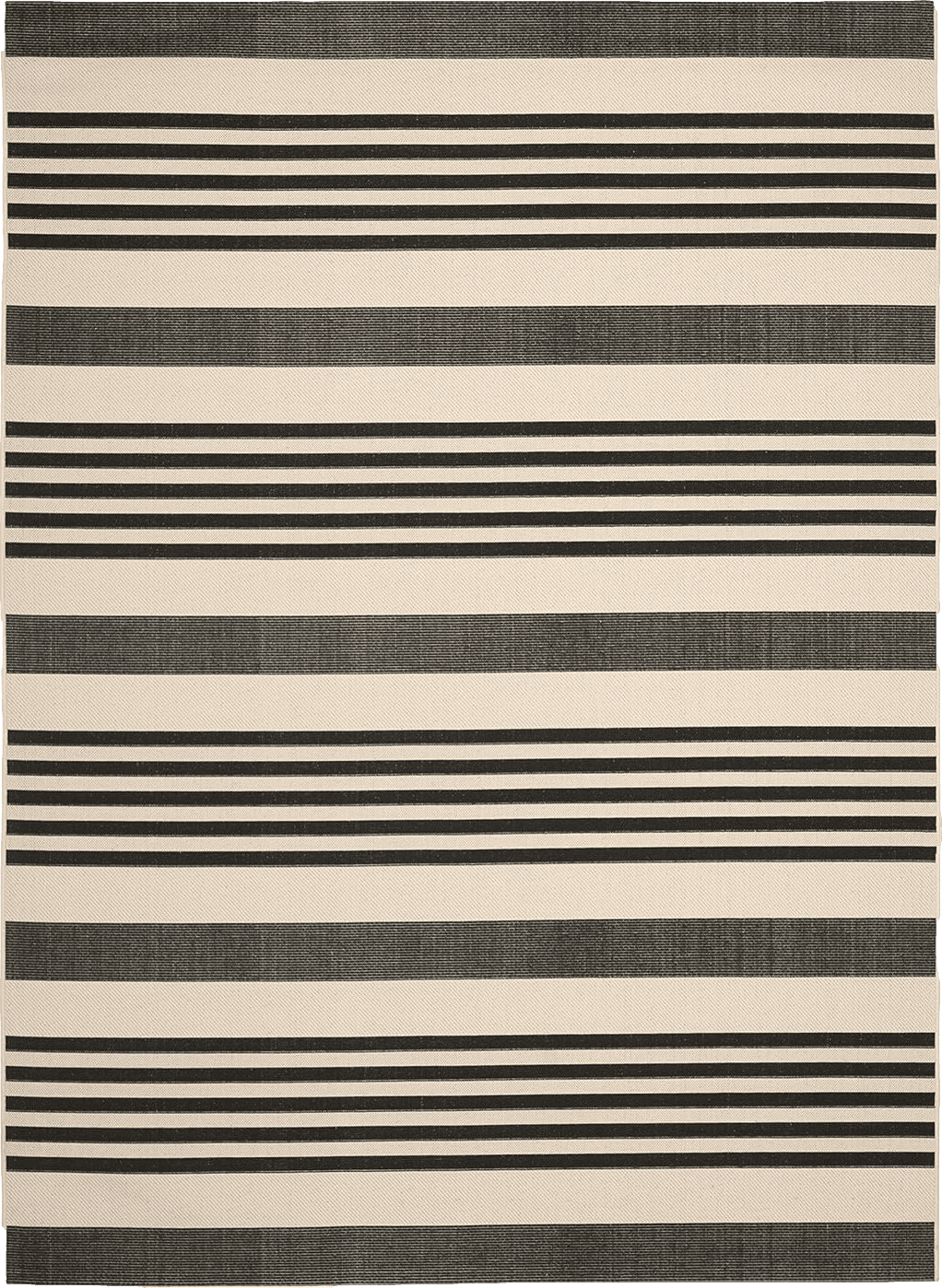 SAFAVIEH Courtyard Collection Area Rug - 8' x 11', Black & Bone, Stripe Design, Non-Shedding & Easy Care, Indoor/Outdoor & Washable-Ideal for Patio, Backyard, Mudroom (CY6062-216)