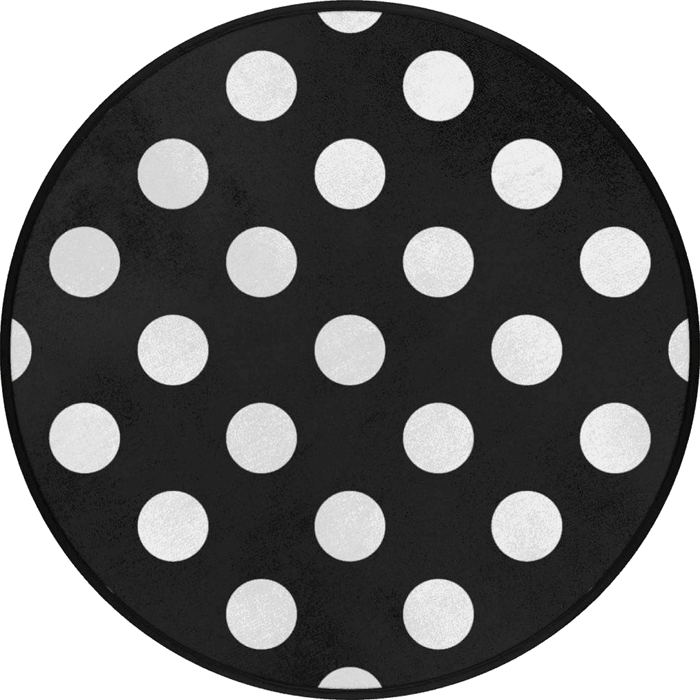 Black White All Rounds/Square White Black Polka Dot Round Area Rug, Large Circle Rugs Non Slip Round Floor Mat Soft Washable Carpet for Living Room Bedroom Indoor Outdoor, 5 ft