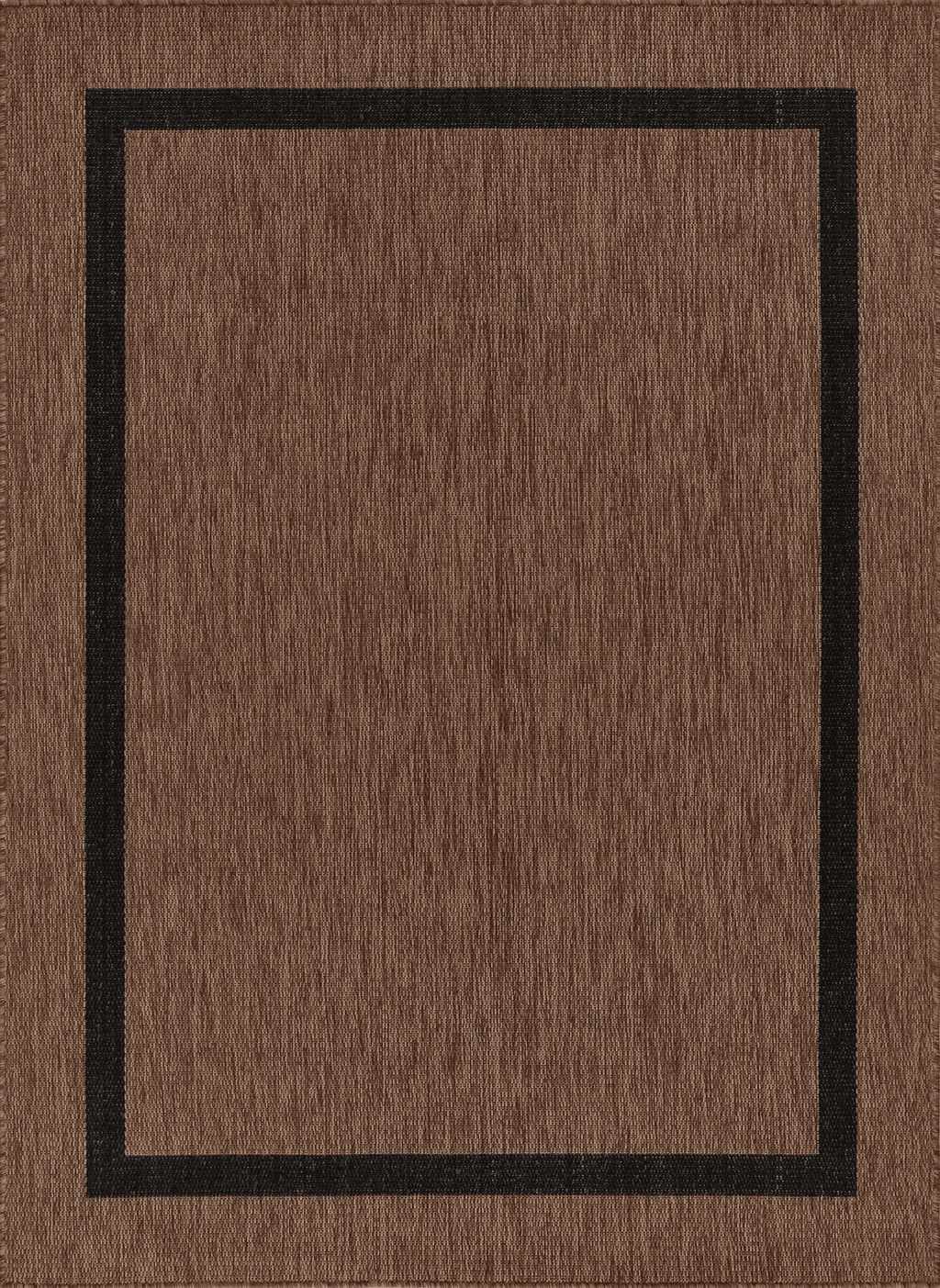 Outdoor Black Beverly Rug Waikiki Indoor Outdoor Rug 5x7, Washable Outside Carpet for Patio, Deck, Porch, Bordered Modern Area Rug, Water Resistant, Gold - Black