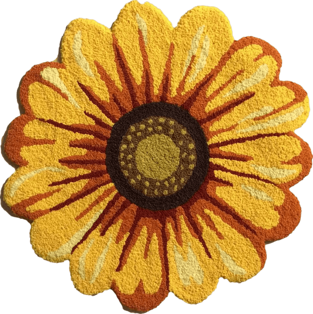 Sunflower Area Rug Mat 19.6" x 19.6" Yellow Floral Bathroom Rug Soft Plush Flower Doormat Non-Slip Rustic Small Carpet Handmade Floral Door Mat for Kitchen Bathroom Bedroom Living Room Yellow