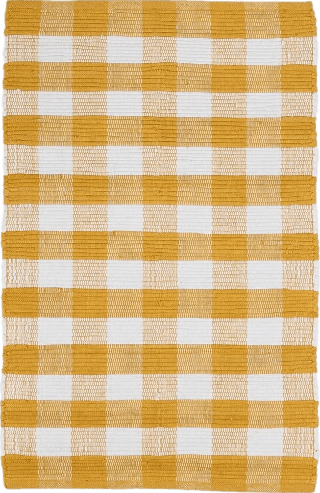 DII Buffalo Check Rug Collection, Hand Dyed Reversible Chindi Rug, 26x40, Honey Gold