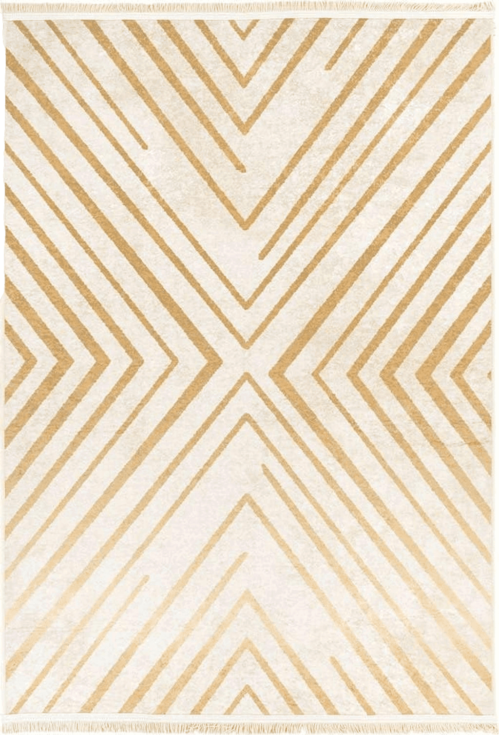 Alfa Rich 4x6 Area Rug, Ultra-Thin Geometric Cream Gold Rug, Non-Slip Machine Washable Rugs