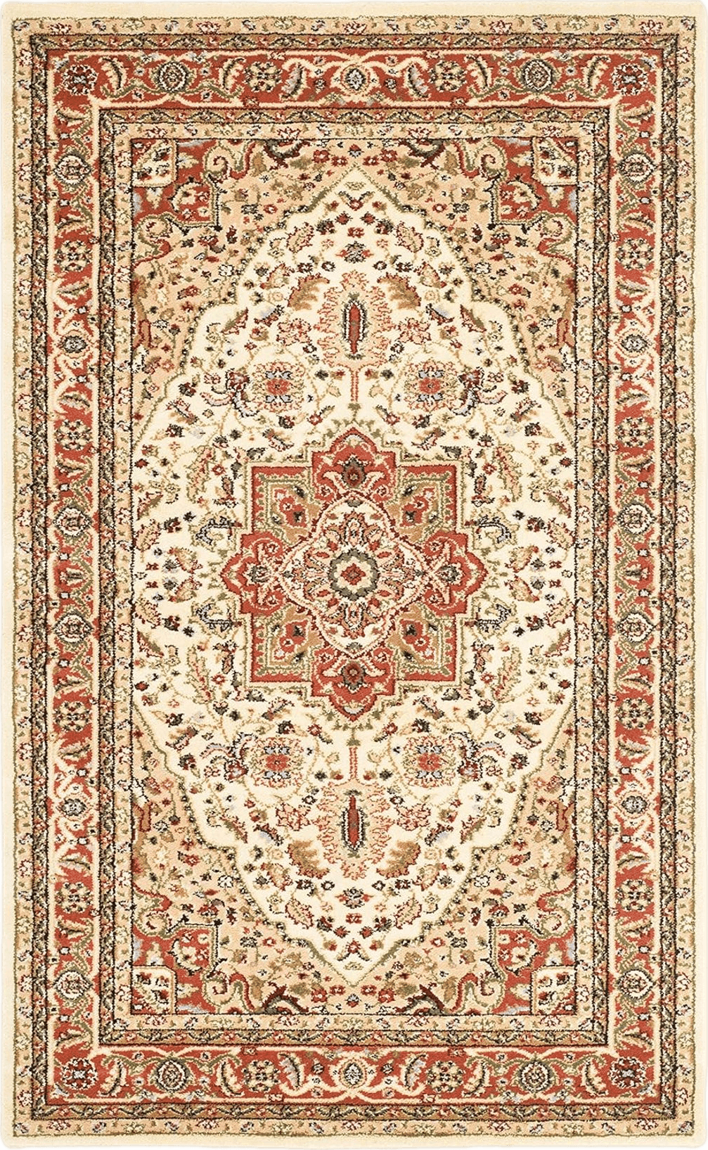 SAFAVIEH Lyndhurst Collection Accent Rug - 4' x 6', Ivory & Rust, Traditional Oriental Design, Non-Shedding & Easy Care, Ideal for High Traffic Areas in Entryway, Living Room, Bedroom (LNH330R)