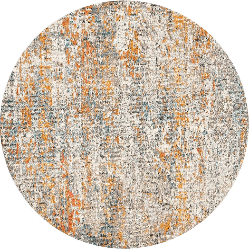 SAFAVIEH Madison Collection 3' Round Grey/Orange MAD460F Modern Abstract Non-Shedding Dining Room Entryway Foyer Living Room Bedroom Area Rug