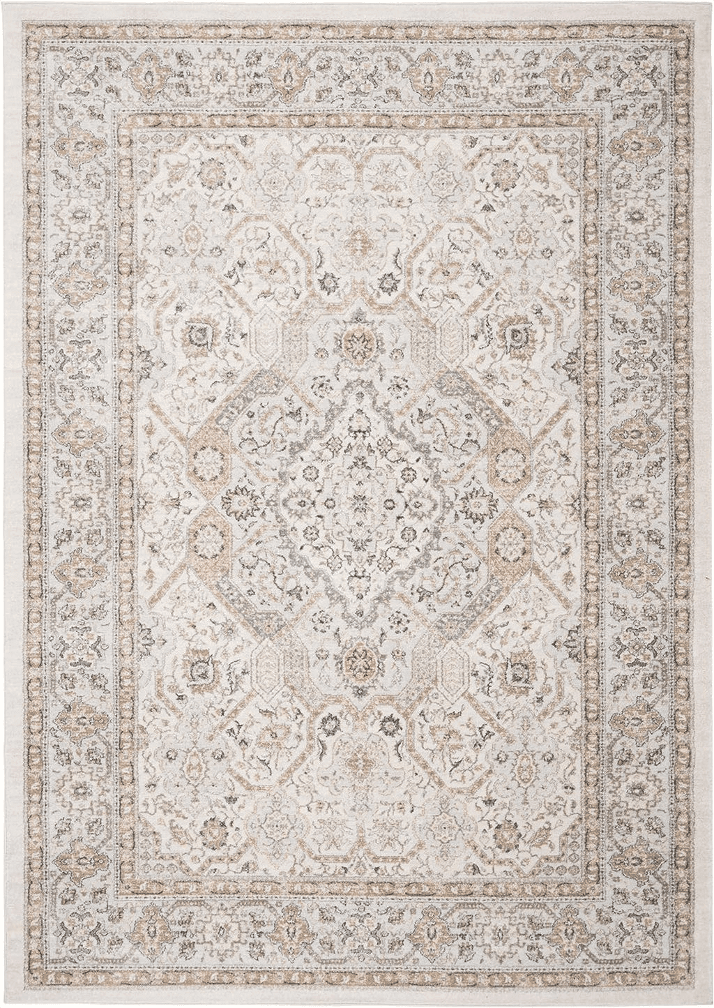 SAFAVIEH Isabella Collection Area Rug - 8' x 10', Cream & Beige, Oriental Design, Non-Shedding & Easy Care, Ideal for High Traffic Areas in Living Room, Bedroom (ISA916B)