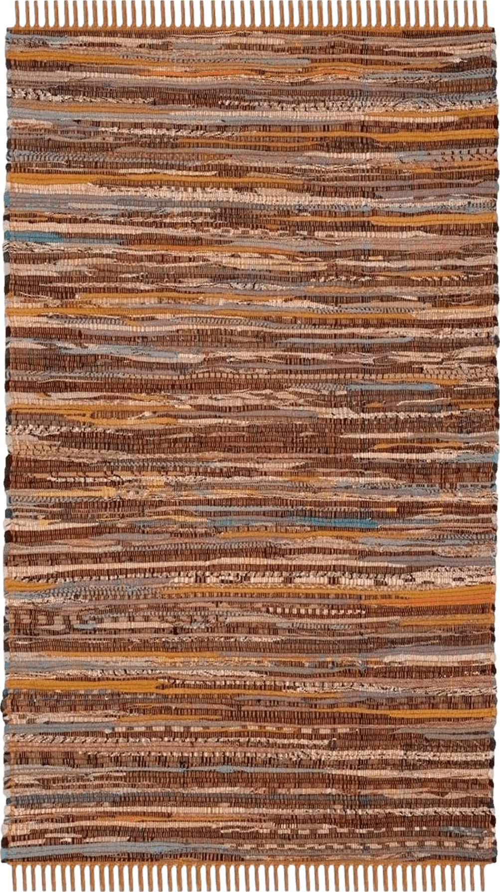 SAFAVIEH Rag Rug Collection Accent Rug - 3' x 5', Gold & Multi, Handmade Boho Stripe Cotton, Ideal for High Traffic Areas in Entryway, Living Room, Bedroom (RAR127N)