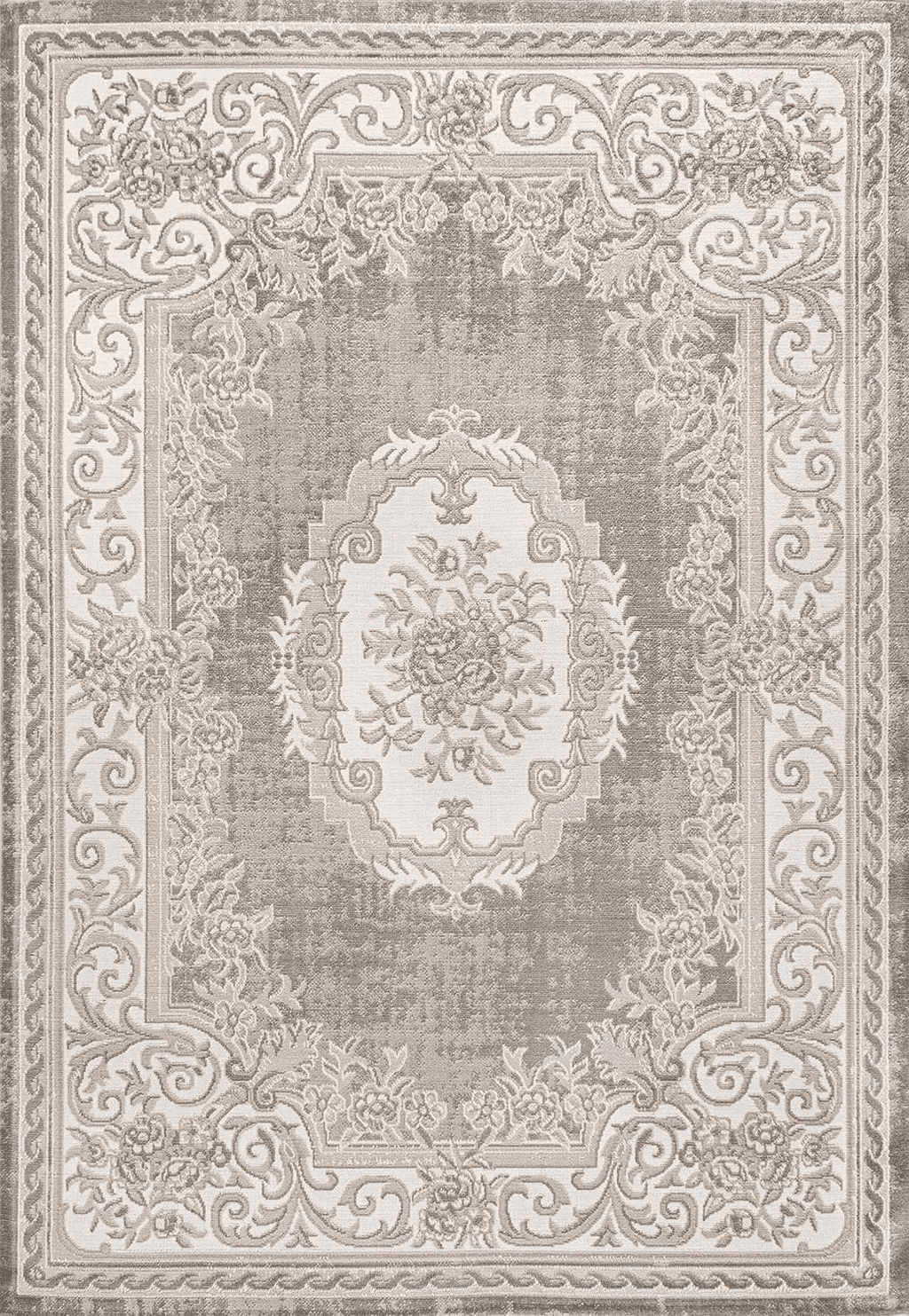 JONATHAN Y MDP401D-8 Rosalia Cottage Medallion Indoor Area Rug, Bohemian, Traditional, Transitional, Bedroom, Kitchen, Living Room, Easy-Cleaning, Non-Shedding, 8 X 10, Gray/Ivory