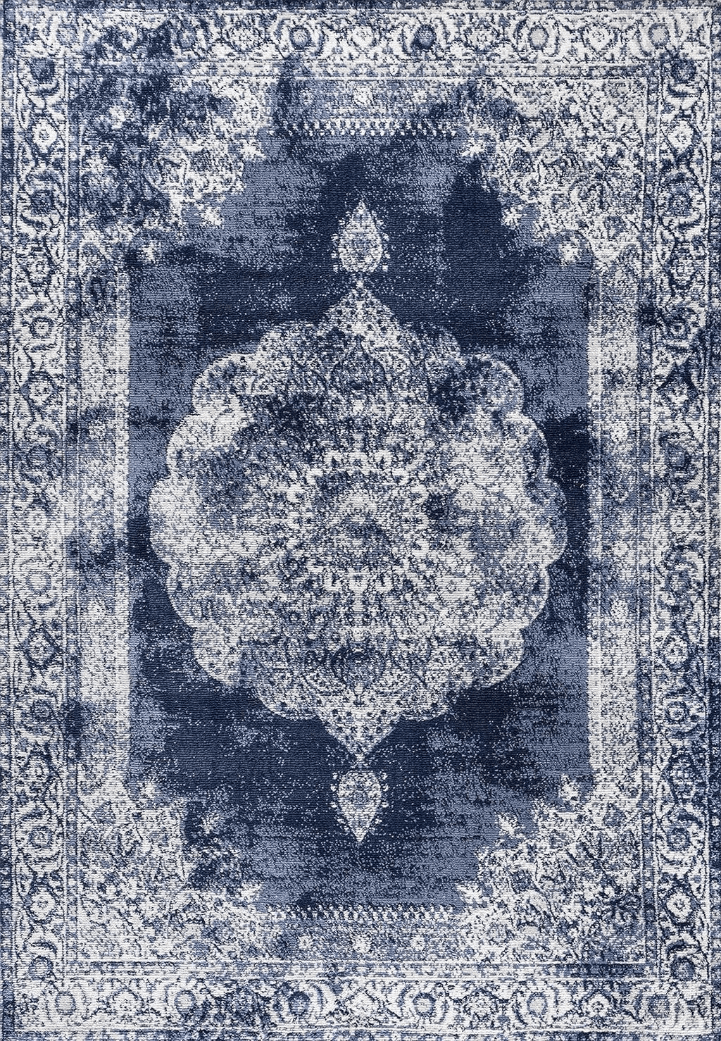 Eyely PDM403D-8 Modern Rosalia Cottage Medallion Indoor Area Rug Bohemian;Traditional;Vintage, Bedroom, Kitchen, Living Room, Easy-Cleaning, Non-Shedding, 8 X 10, Navy/Ivory