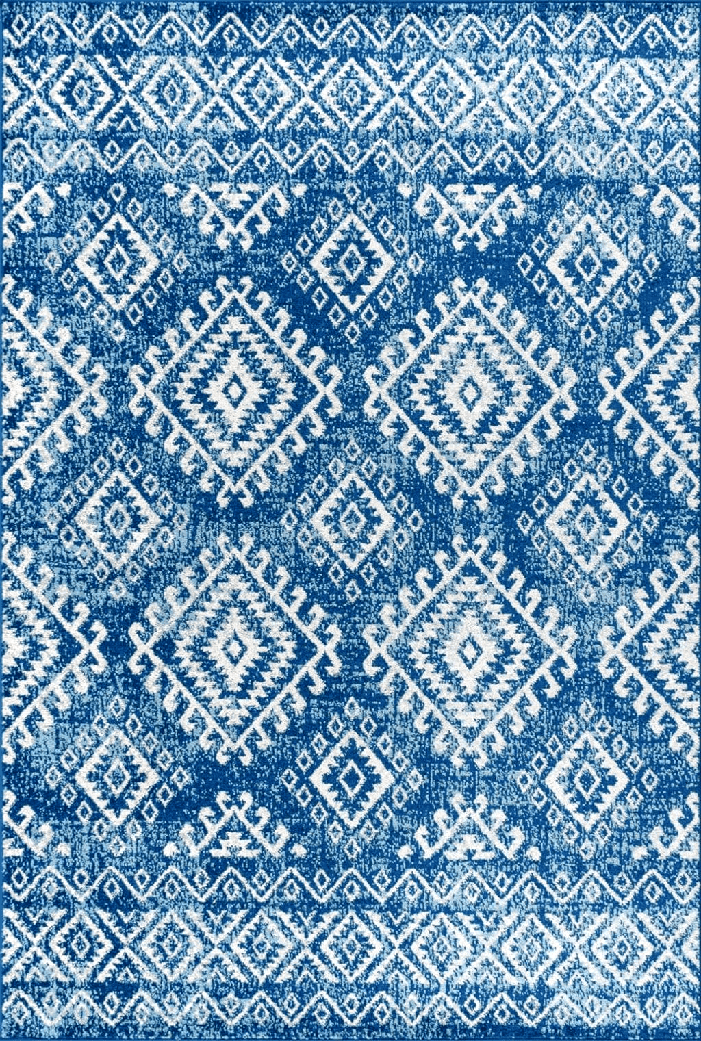 Area Blue 8x10 JONATHAN Y MOH102A-8 Moroccan Hype Boho Vintage Tribal Blue/White 8 ft. x 10 ft. Area-Rug, Bohemian, Easy-Cleaning, for Bedroom, Kitchen, Living Room, Non Shedding, Blue,White