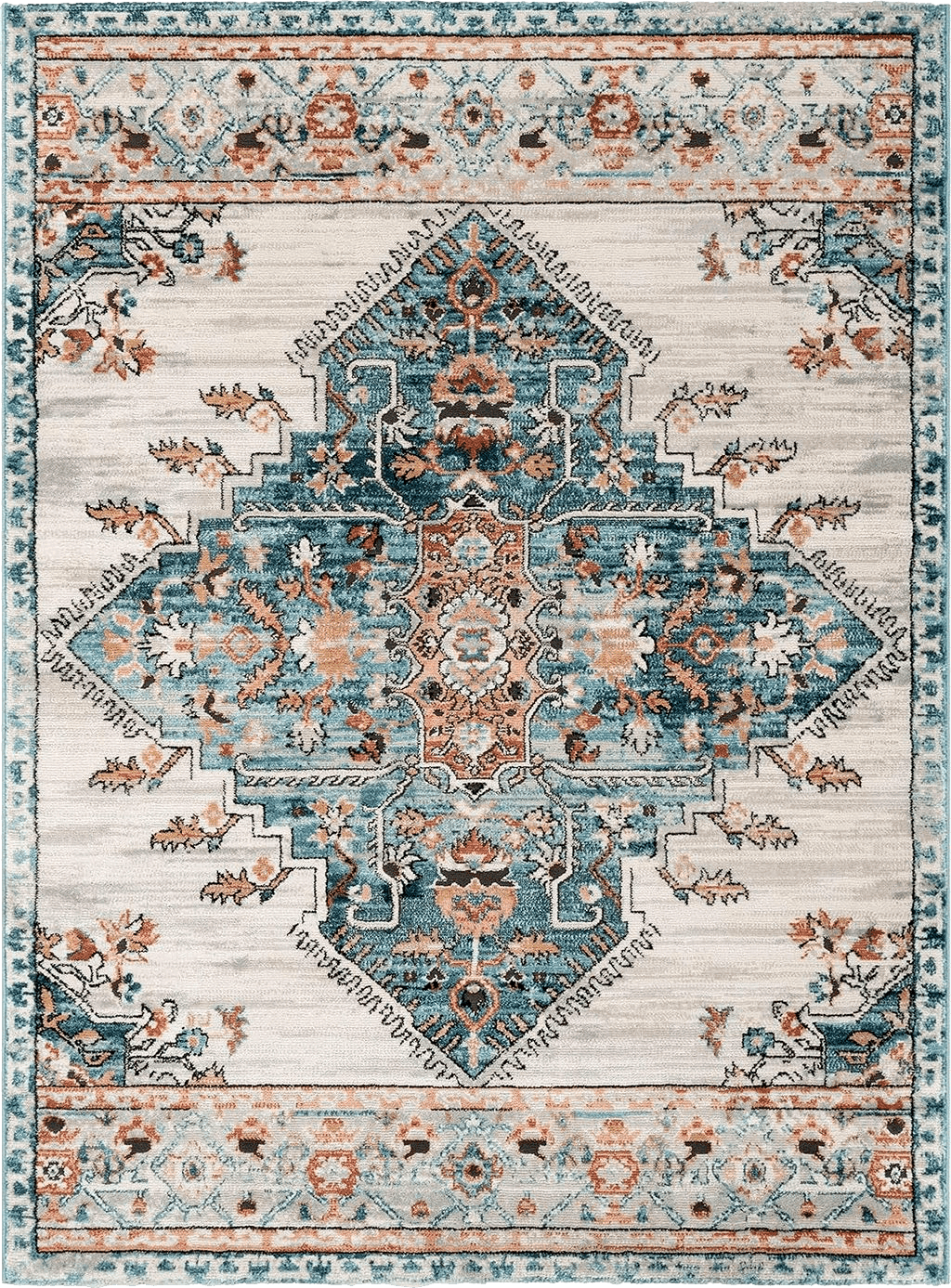 Terracotta Well Woven Indira Manor Vintage Bohemian Medallion Oriental Blue 8x10 (7'10" X 9'10") Area Rug