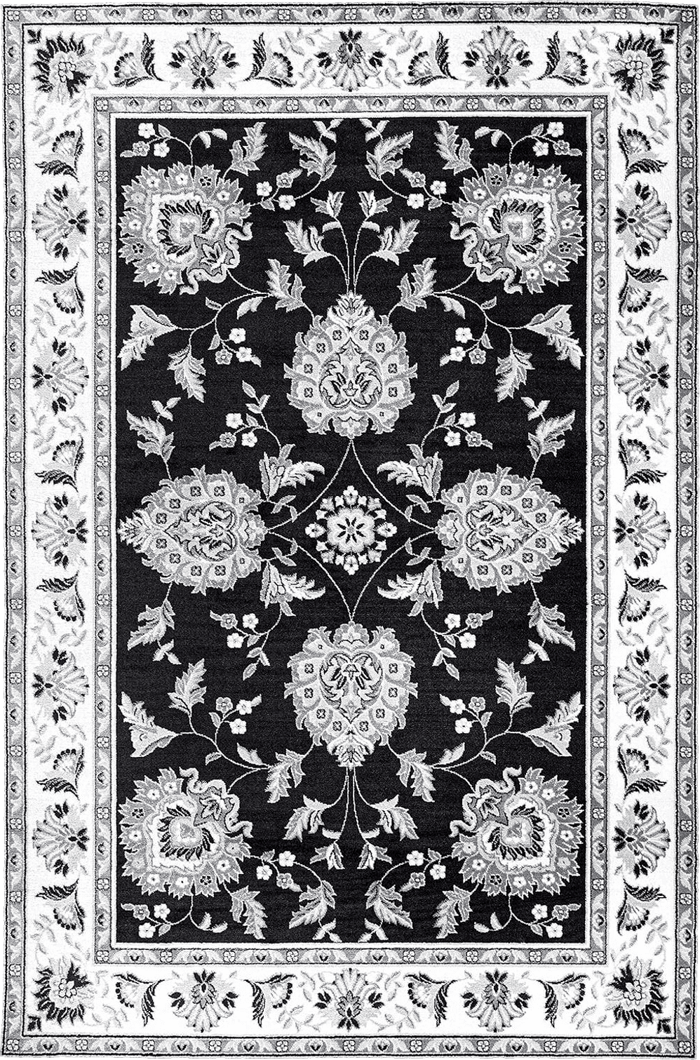 JONATHAN Y MDP505D-8 Cherie French Cottage 8 ft. x 10 ft. Area Rug, Vintage, Bohemian, Transitional, Traditional, Office, Living Room, Family Room, Dining Room, Bedroom, Black/Cream