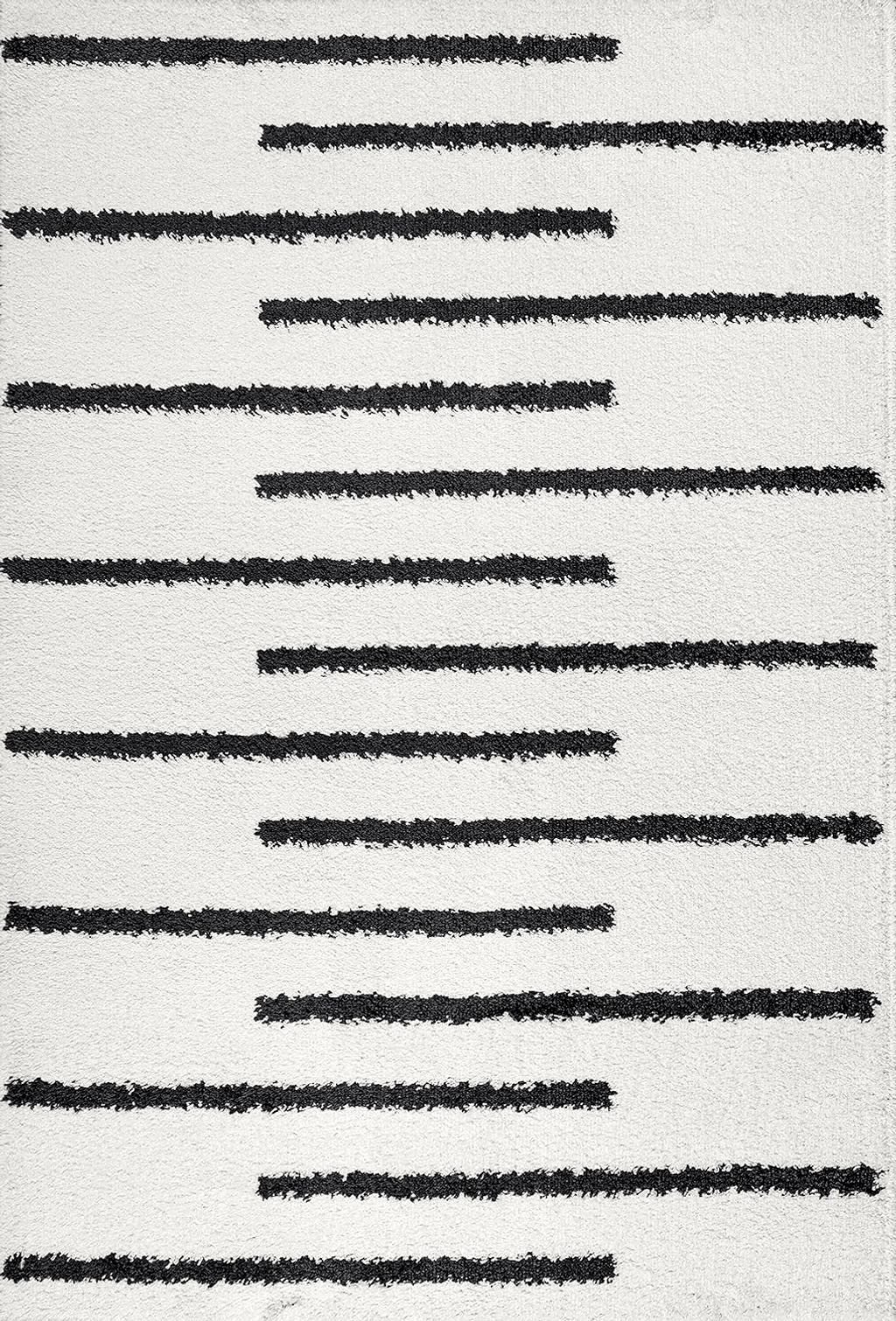 Bohemian Black White JONATHAN Y MOH402A-8 Alaro Berber Stripe Shag Indoor Area-Rug Bohemian Geometric Contemporary Glam Easy-Cleaning Bedroom Kitchen Living Room Non Shedding, 8 X 10, White/Black