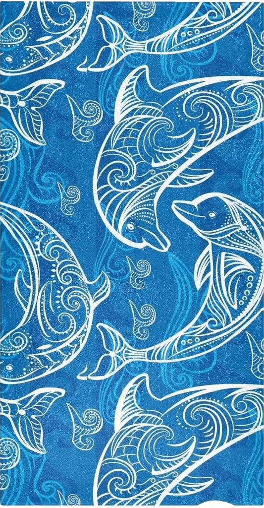 ALAZA Kitchen Rugs Door Mat Bath Mats Area Rugs Floor Non Slip Washable Dolphin Print Boho Bohemian Blue for Bedroom Living Room 39×20in