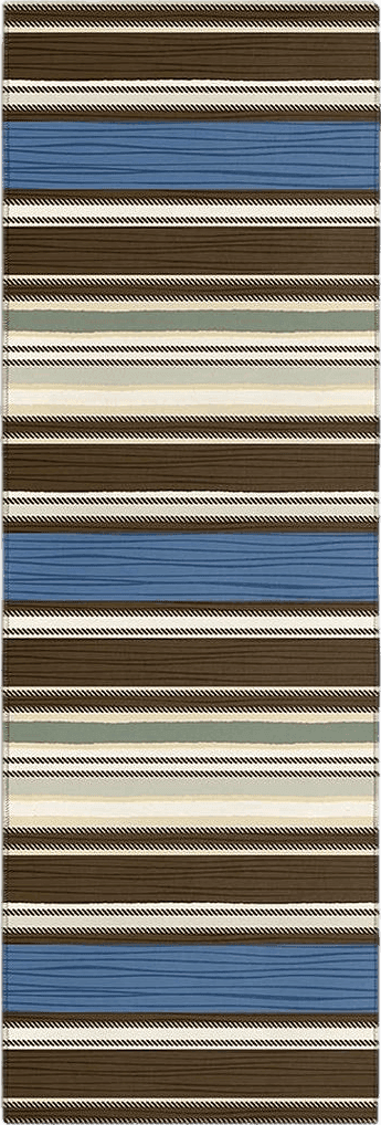 Hallway Runner Rug,Boho Stripes Bohemian Vintage Navy Blue Brown Beige Non Slip Water Absorbent Rug Indoor Entrance Floor Mat Runner for Home Garage Kitchen Laundry 19.7x47.2in