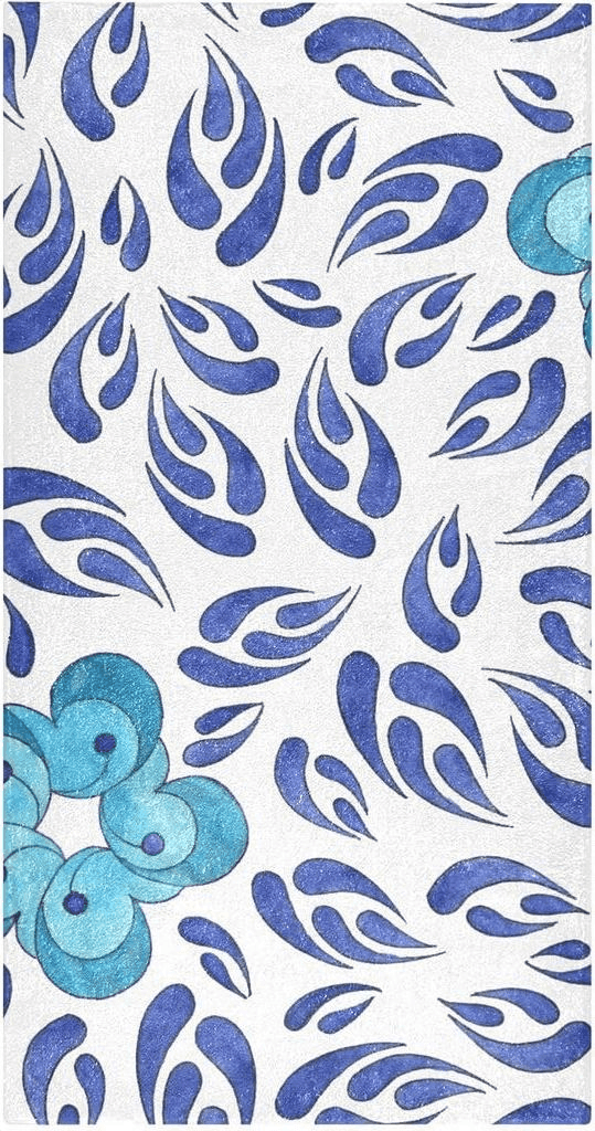 Bohemian White Fluffy Floor Carpet-Cherry Blossoms Tie Dye Blue Bohemian，39x20in Front Door Mat Indoor Machine Washable Carpet,Aesthetic Rug