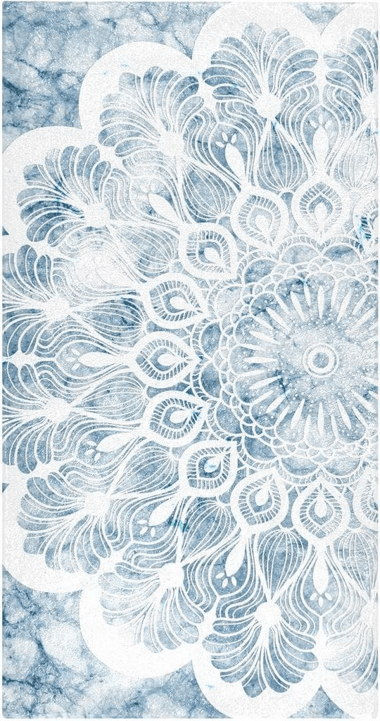 2x3 Fluffy Floor Carpet-Blue Mandala Bohemian Flower，39x20in Front Door Mat Indoor Machine Washable Carpet,Aesthetic Rug