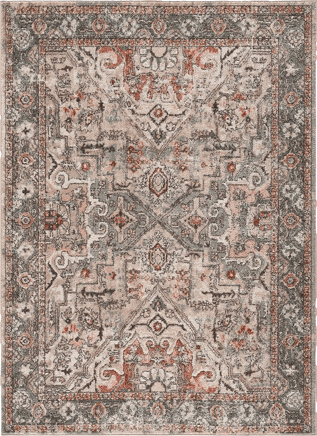 Bolinas Traditional Oriental Living Room Area Rug - Bohemian Vintage Look - Persian Boho Style - Contemporary Abstract Farmhouse Carpet - Multicolor, Beige, Red, Green - 5'3" x 7'3"