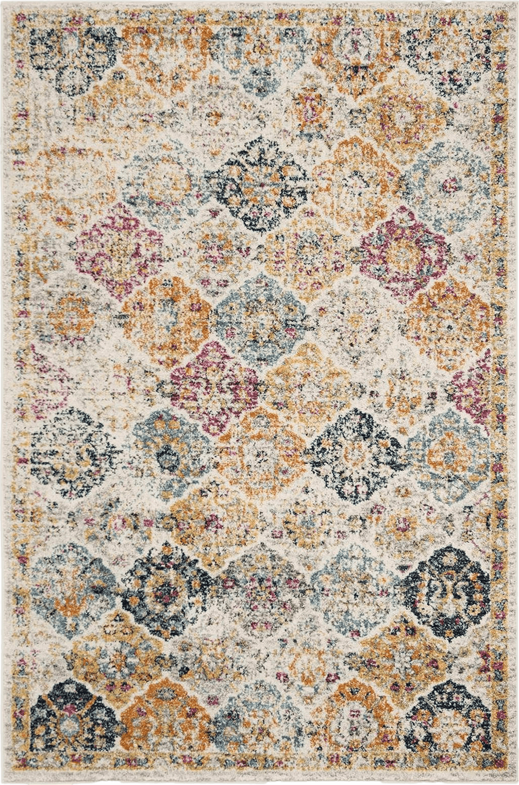 Colorful Multicolor SAFAVIEH Madison Collection Area Rug - 5'3" x 7'6", Cream & Multi, Boho Chic Distressed Design, Non-Shedding & Easy Care, Ideal for High Traffic Areas in Living Room, Bedroom (MAD611B)