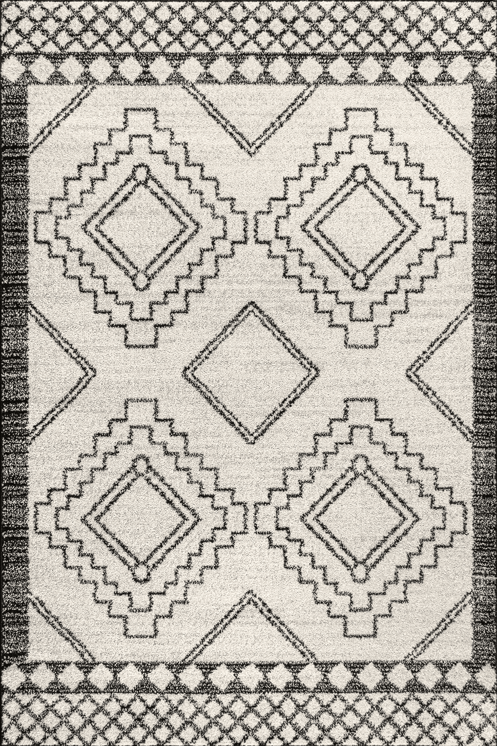 JONATHAN Y MOH200A-3 Amir Moroccan Beni Souk Indoor Area-Rug Bohemian Farmhouse Rustic Geometric Easy-Cleaning Bedroom Kitchen Living Room Non Shedding, 3 X 5, Cream,Black