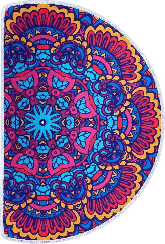 Outdoor Multicolor Boho Half Round Indoor Entrance Rug Doormats 36x24 Inches Absorbent Non-Slip Bedroom Front Back Outdoor Welcome for Entryway Machine Washable, Bohemian Red Blue Flower Pattern