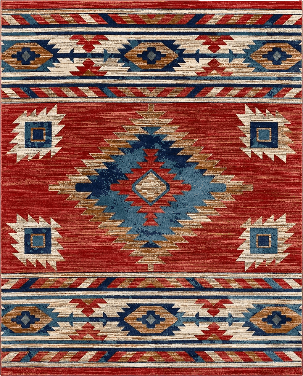 Well Woven Tulsa Lea Crimson Southwestern 6'7" X 9'3" Area Rug