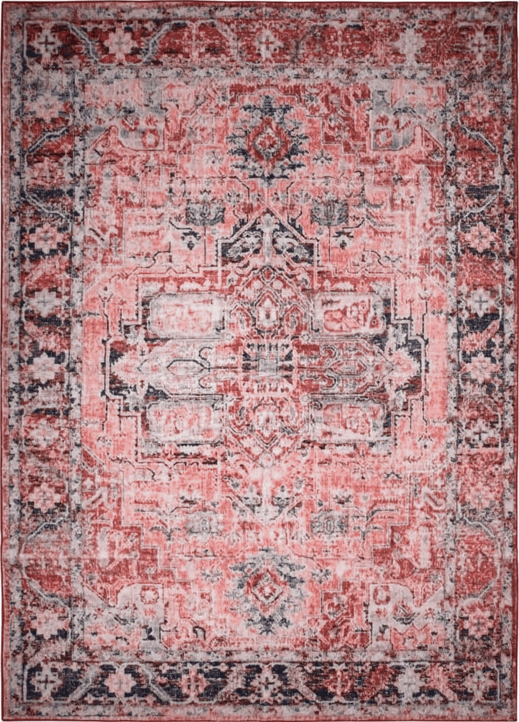 Red NEATIIP Bohemian Machine Washable 8x10 Area Rugs for Living Room, Non Slip Boho Soft Dorm Rug, Low Pile Dining Office Mat Non-Shedding Indoor Carpet for Bedroom Orange Red/Yellow