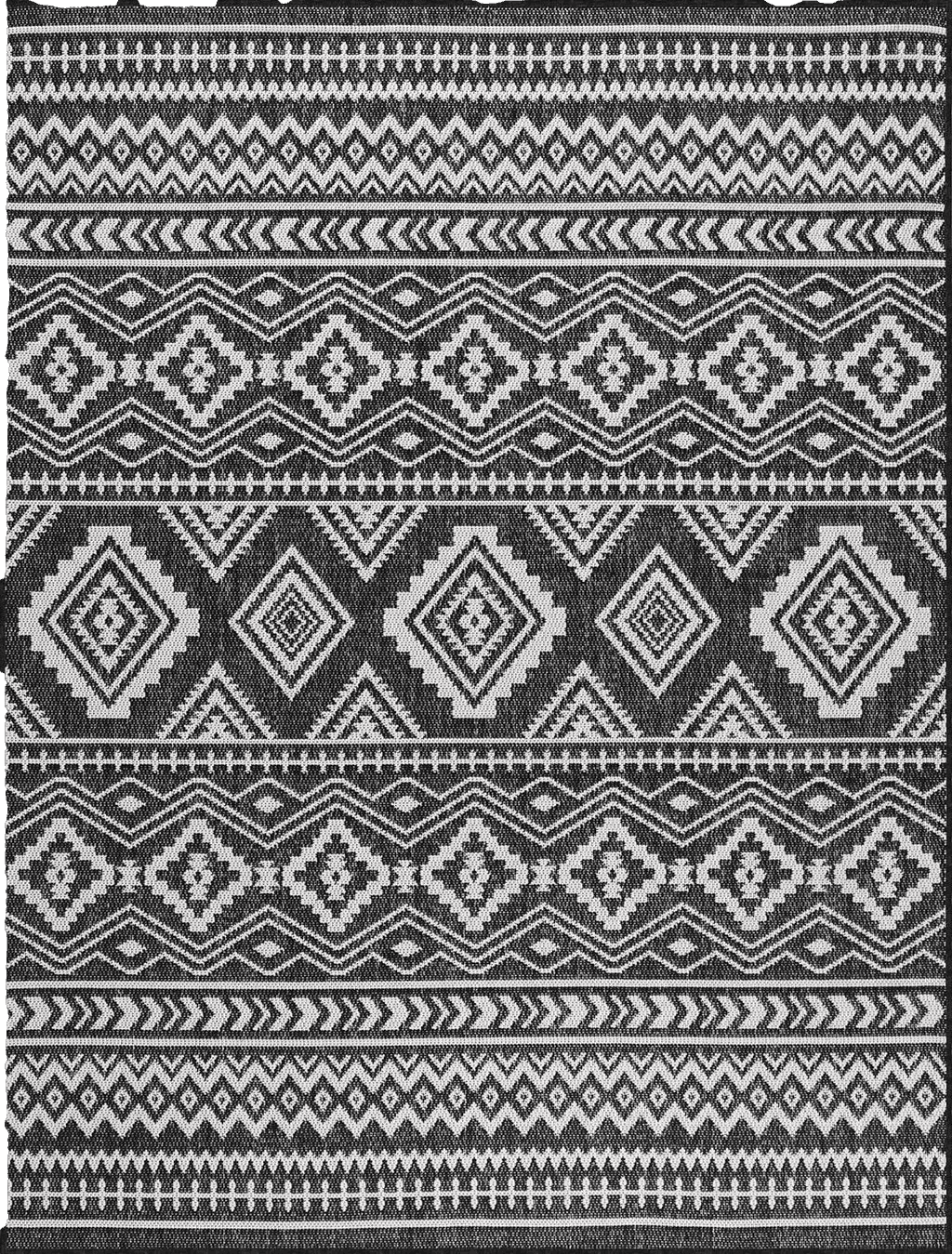 Outdoor Grey Beverly Rug Waikiki Boho Indoor Outdoor Rug 2x3, Washable Outside Carpet for Patio, Deck, Porch, Bohemian Runner Rug, Farmhouse Rugs, Aztec Tribal Rug, Black and White