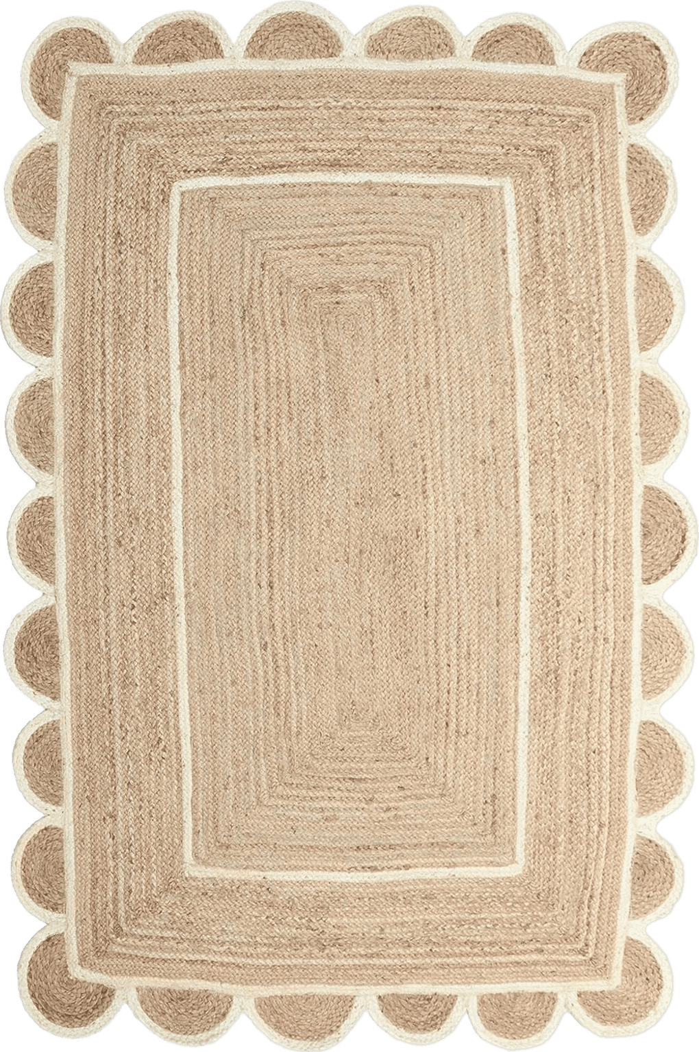 Gautam International Scallop Pattern Jute Bohemian Area Rug (2'x6', Off White)