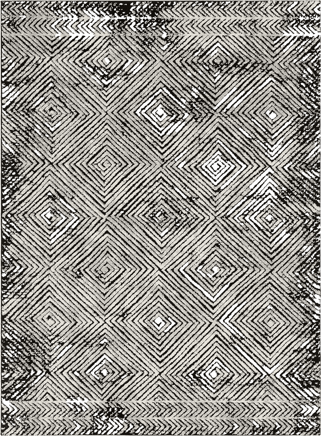 Hauteloom Dillingham Living Room, Bedroom Area Rug - Bohemian/Global - Black,Light Gray,White - 5'3" x 7'3"