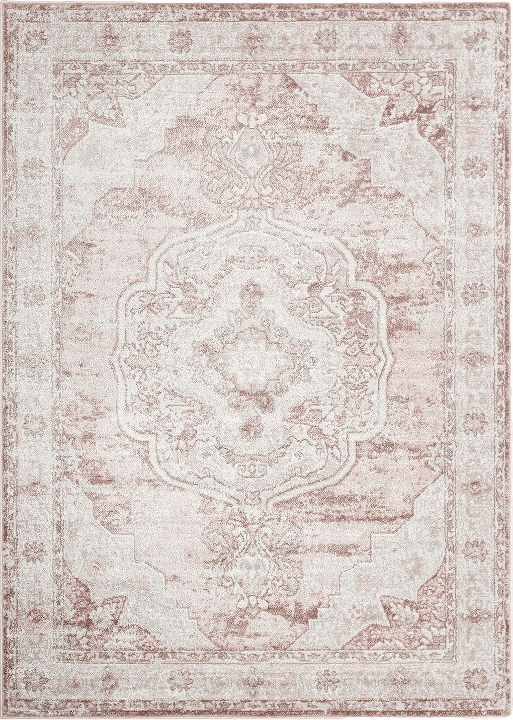 Kandos Distressed Faded Traditional Oriental Style Living Room Area Rug - Vintage Medallion Farmhouse Style - Bohemian Carpet - 3'11" x 5'7"