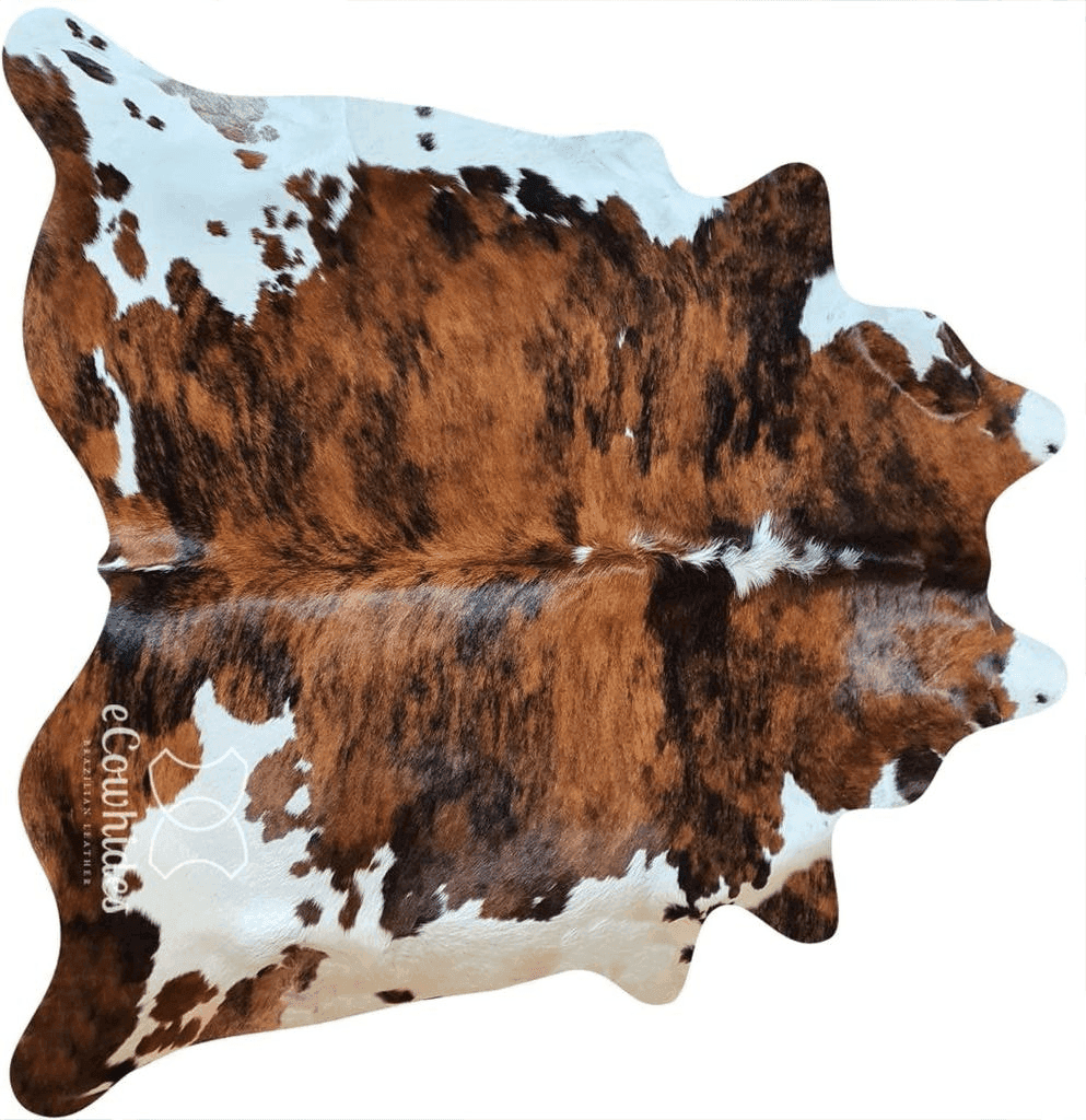 Cowhide 6x9 ecowhides 100% Genuine Brazilian Cowhide Rug - Brindle White Belly - Luxury Cowskin Leather Area Rug Decor, (X-Large) 7 x 6 ft