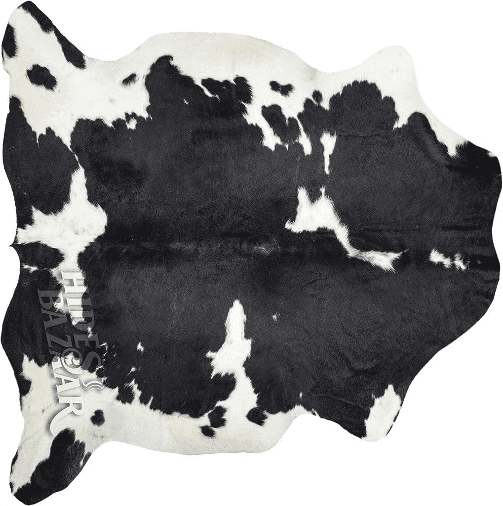 Cowhide Black White HIDES BAZAAR Dark Tricolor Cowhide Rug, Premium Quality Genuine Leather Cow Hide, Dark Brown, Black and White Area Rug (6x7 ft)