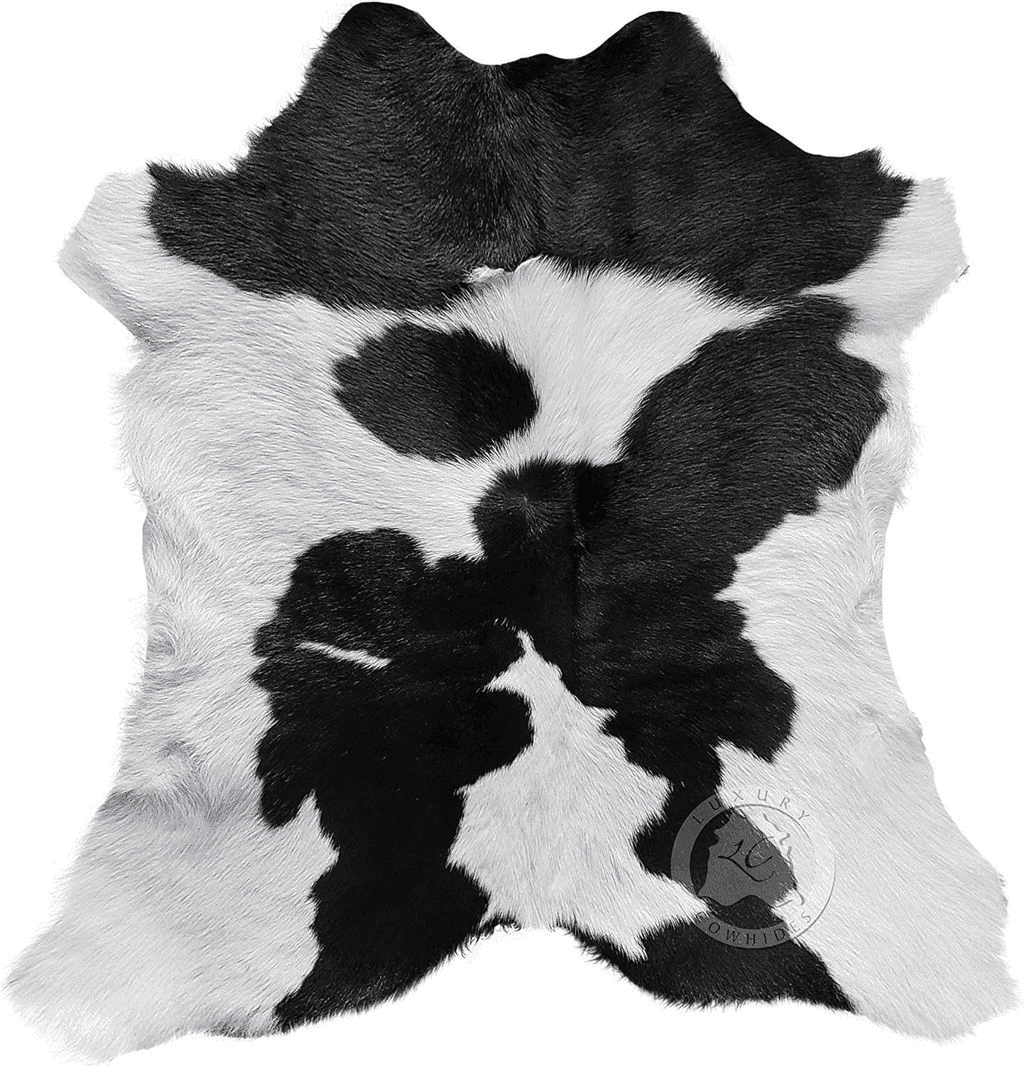 Black White All Rounds/Square Genuine Calfskin Black and White Calfskin Calf Hide Cow Skin Cowhide Rug Leather Area Rug 3 x 3 ft.