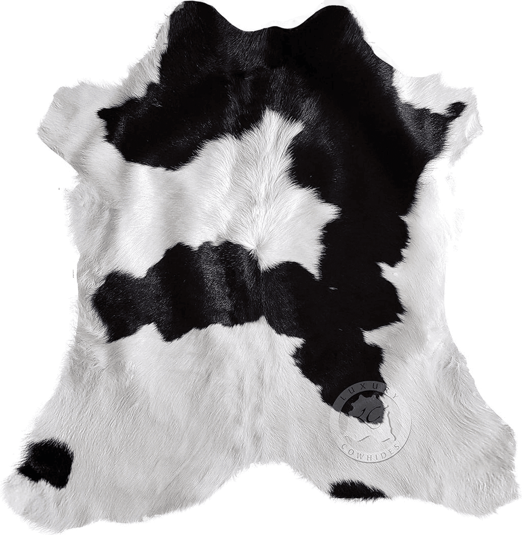 Black White All Rounds/Square Genuine Calfskin Black and White Calfskin Calf Hide Cow Skin Cowhide Rug Leather Area Rug 3 x 3 ft.