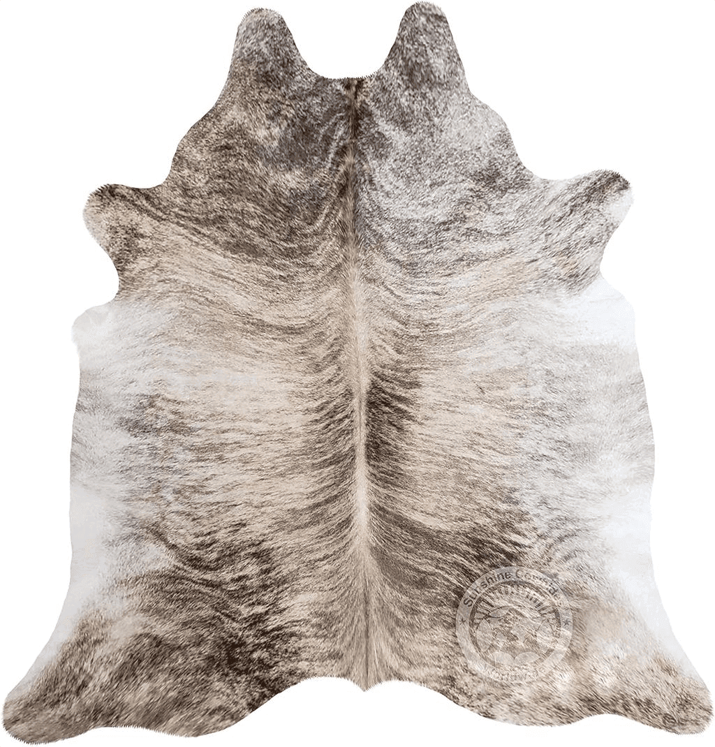 Cowhide 6x9 Genuine Light Grey Beige Brindle Cowhide Rug XL 6 x 7-8 ft. 180 x 240 cm