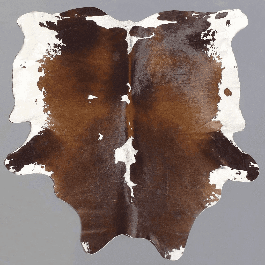 Cowhide 3x5 Brown and White Cowhide Rug Natural Cow Skin Cow Hide Leather Area Rug Hair On, Small 5 ft X 3 ft Premium Brown White Shed Free Natural Hide