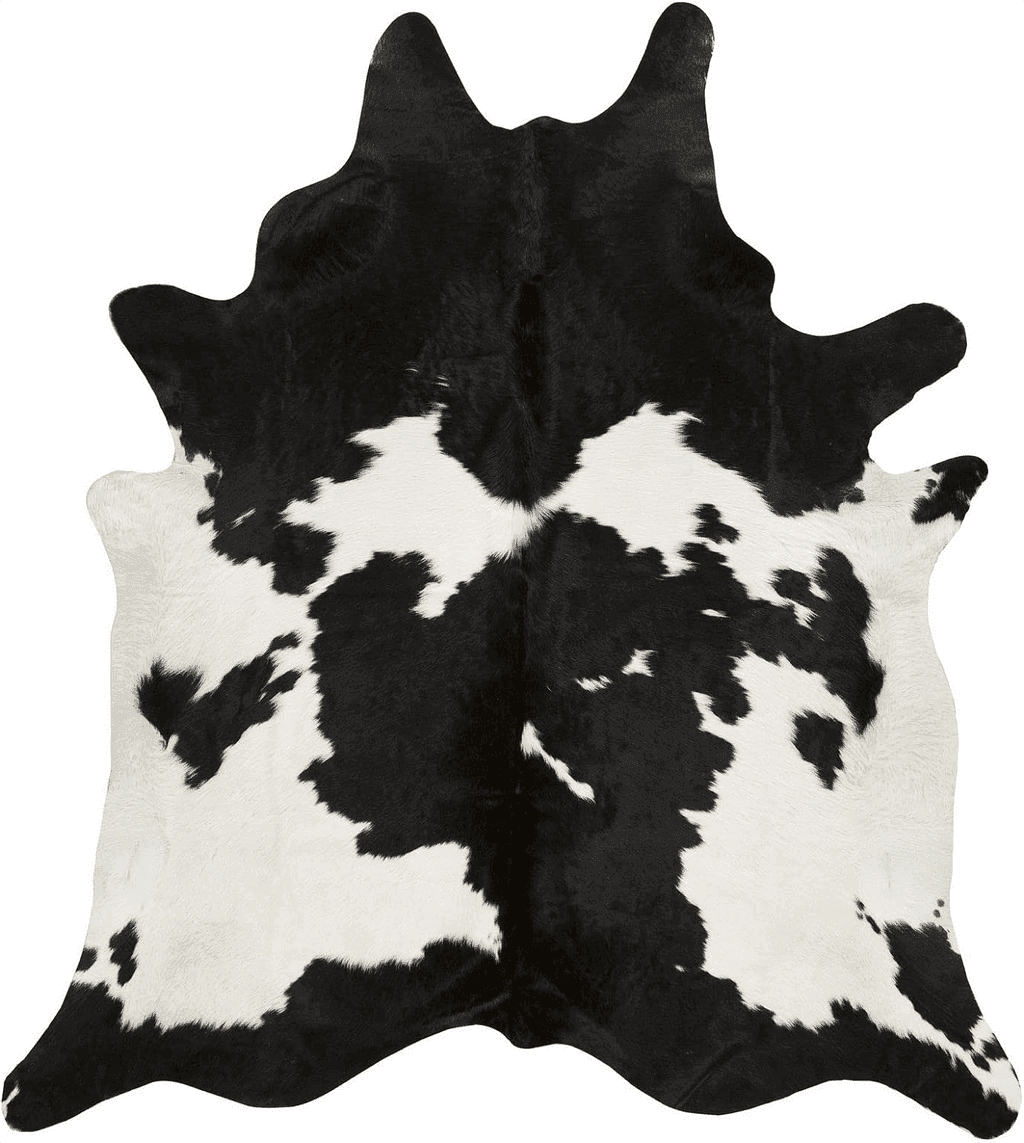 Cowhide Black White Black and White Cowhide Rug | Natural Cow Skin Cow Hide Leather Area Rug Hair On, 5 ft X 6 ft Premium Black White Shed Free Natural Hide