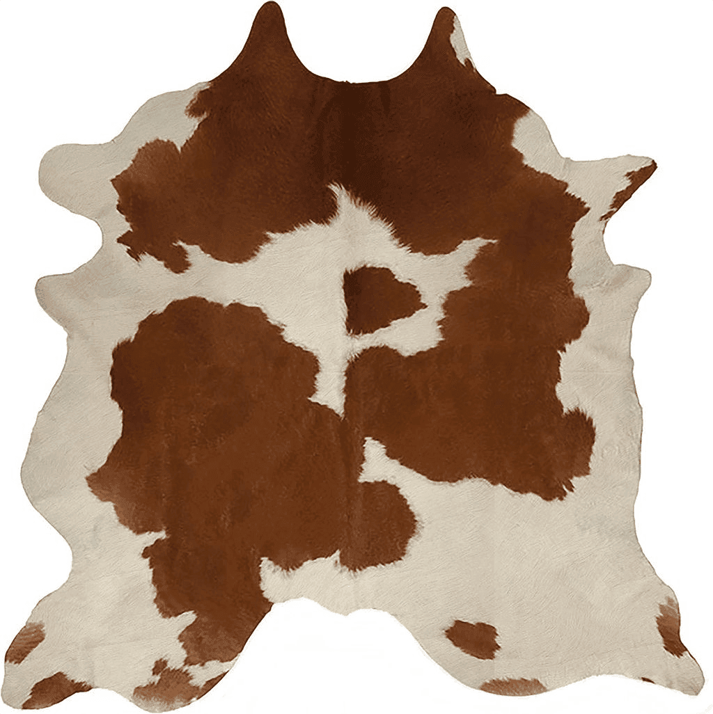 A-STAR Brown & White Cowhide Leather Rug Natural Premium Cow Skin Hide Hair on Area Rug for Living Room Décor 5ft x 5ft (152 CM X 152 CM) Large