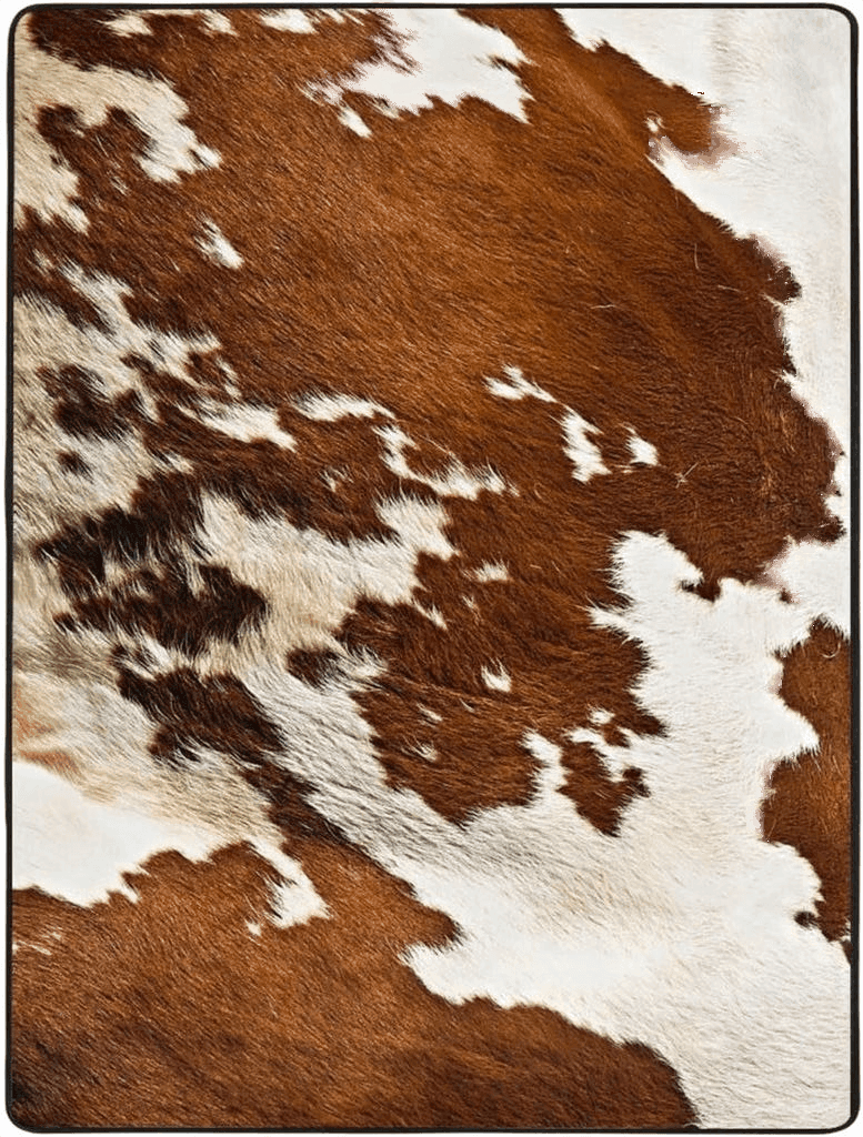 Cowhide 4x6 Zeraoke Red and White Cowhide Area Rug 4x5.25 Ft (48x63 Inch), Machine Washable Area Rugs with Non-Slip Backing, Soft Fluffy Carpet Rugs for Living Room Bedroom Entryway Kids Room Home Decor