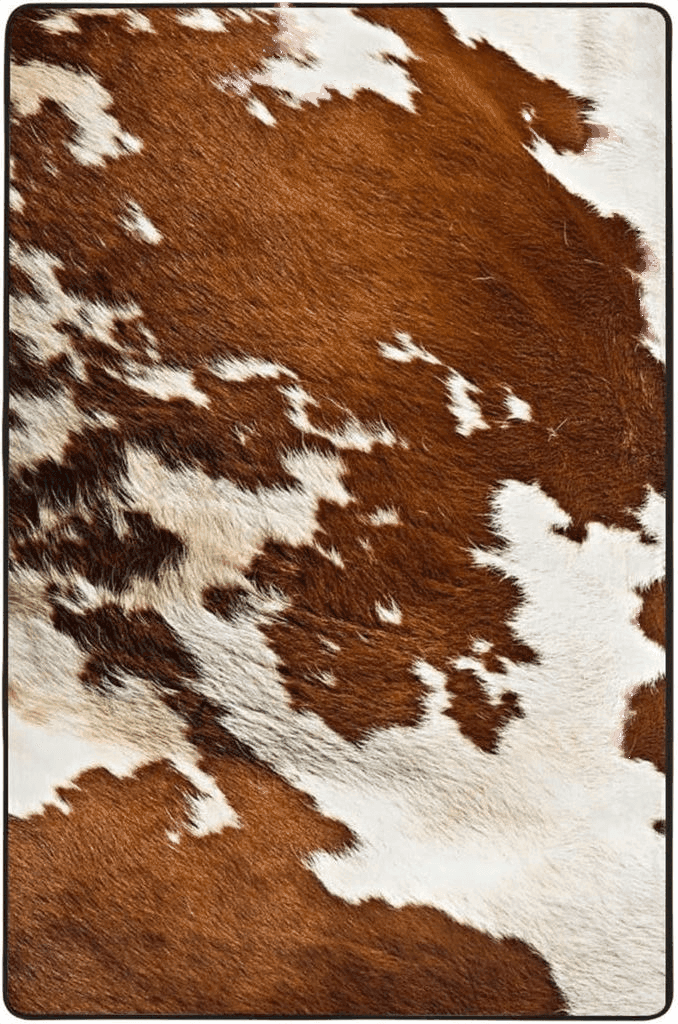 Cowhide 4x6 Red and White Cowhide Washable Rug, Carpet Rugs for Nursery Room, Bedroom, Luxury Home Decor, Soft Floor Plush Carpets - 36"x24"