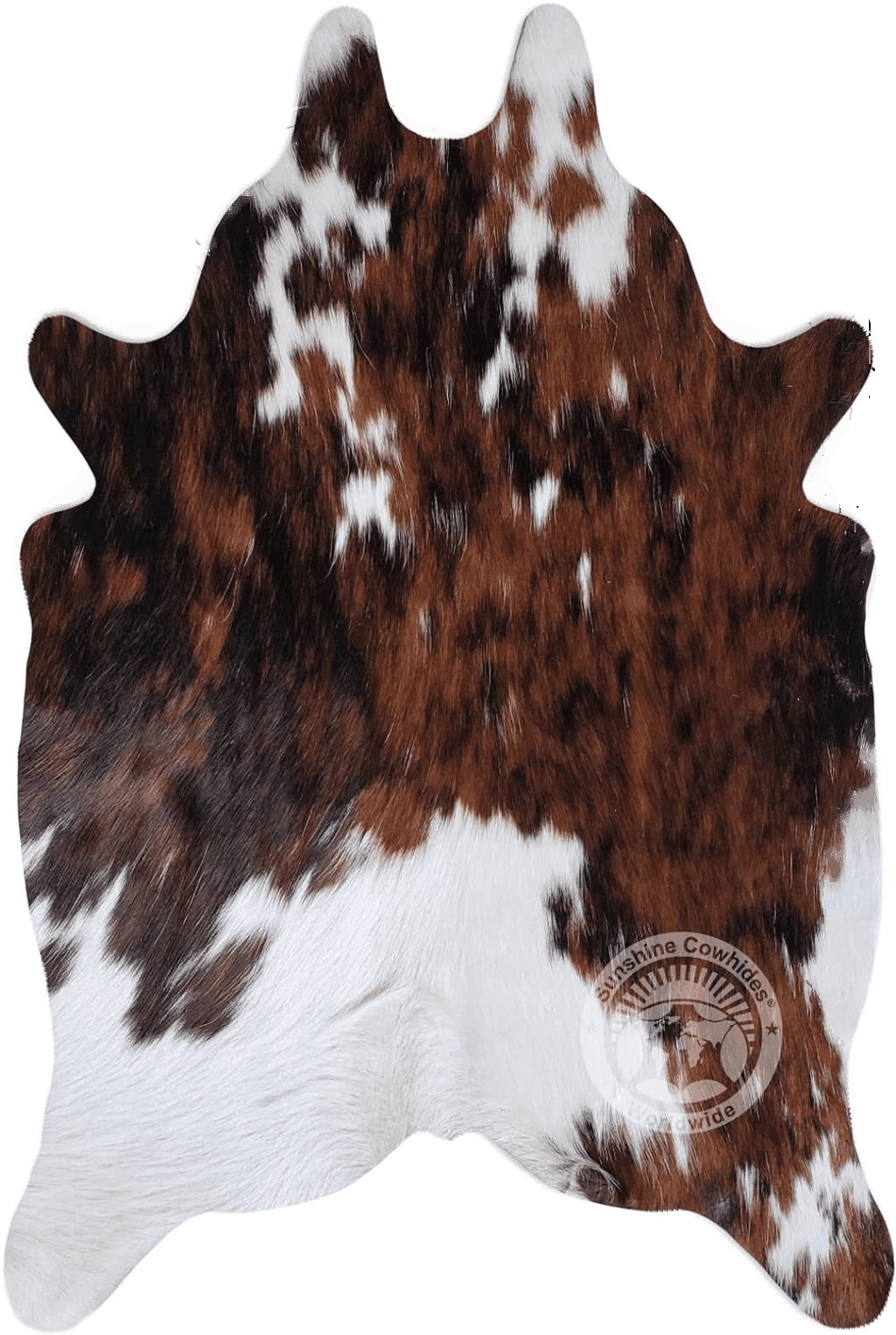 Cowhide 2x3 Genuine Mini Cowhide Rug Tricolor Small Hair on Cow Hide 24 x 35 inches 90 x 60 cm